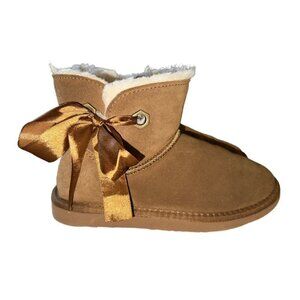 Bear Paw Boots Hickory Brown Low Top Ankle Satin Ribbon Women Size 5 Pawz